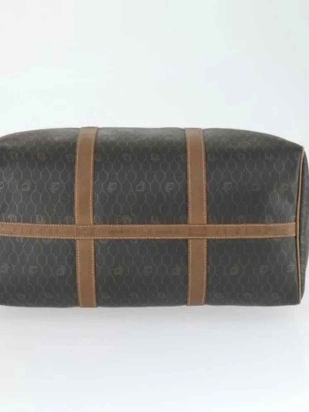 Christian Dior Honeycomb Canvas Boston Bag PVC Black Gold Auth ep12688 - Picture 8 of 16
